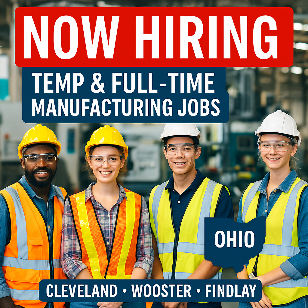 Ohio’s Best Temp & Full-Time Manufacturing Jobs